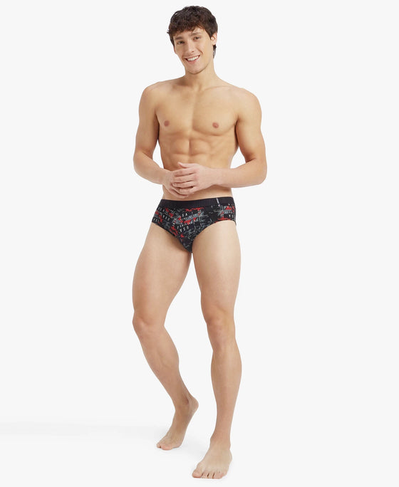 Super Combed Cotton Printed Brief with Ultrasoft Waistband - White & Black (Pack of 2)