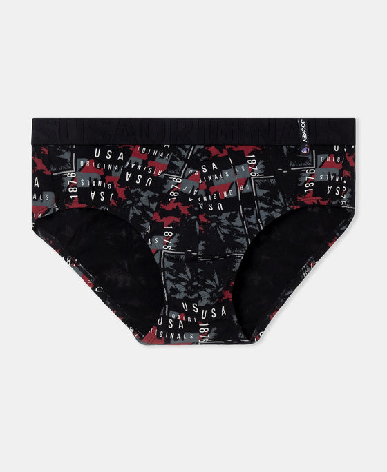 Super Combed Cotton Printed Brief with Ultrasoft Waistband - White & Black (Pack of 2)
