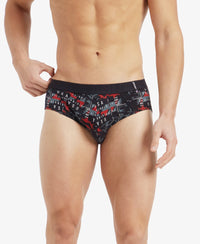 Super Combed Cotton Printed Brief with Ultrasoft Waistband - White & Black (Pack of 2)