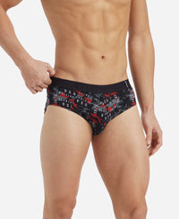 Super Combed Cotton Printed Brief with Ultrasoft Waistband - White & Black (Pack of 2)