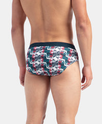 Super Combed Cotton Printed Brief with Ultrasoft Waistband - White & Black (Pack of 2)