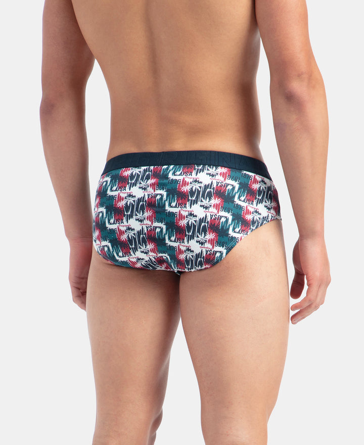 Super Combed Cotton Printed Brief with Ultrasoft Waistband - White & Black (Pack of 2)
