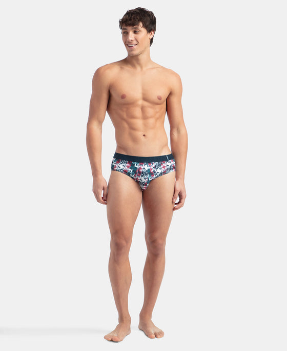 Super Combed Cotton Printed Brief with Ultrasoft Waistband - White & Black (Pack of 2)