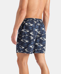 Super Combed Mercerized Cotton Woven Printed Boxer Shorts with Side Pockets - Faded Denim & Navy (Pack of 2)