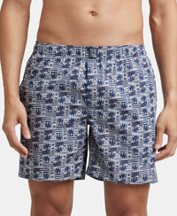 Super Combed Mercerized Cotton Woven Printed Boxer Shorts with Side Pockets - Nickel & Brickred (Pack of 2)