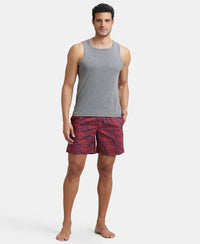 Super Combed Mercerized Cotton Woven Printed Boxer Shorts with Side Pockets - Nickel & Brickred (Pack of 2)