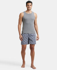 Super Combed Mercerized Cotton Woven Printed Boxer Shorts with Side Pockets - Nickel & Brickred (Pack of 2)