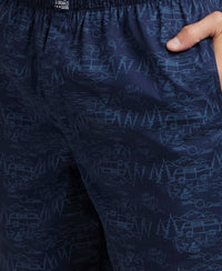 Super Combed Mercerized Cotton Woven Printed Boxer Shorts with Side Pockets - Navy & Burnt Olive (Pack of 2)