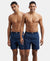 Super Combed Mercerized Cotton Woven Printed Boxer Shorts with Side Pockets - Navy Navy (Pack of 2)