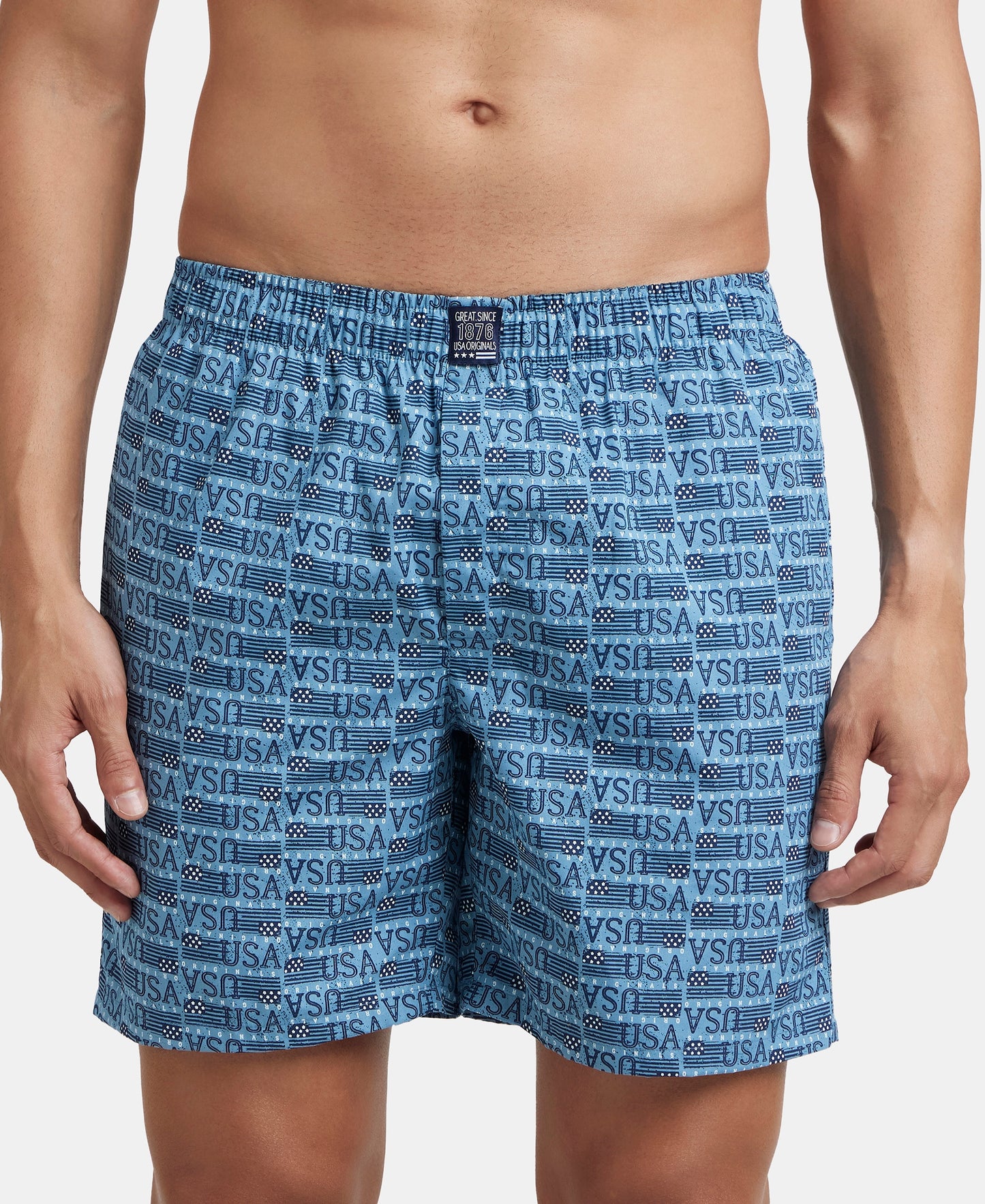 Super Combed Mercerized Cotton Woven Printed Boxer Shorts with Side Pockets - Seaport Teal & Blue Heaven (Pack of 2)