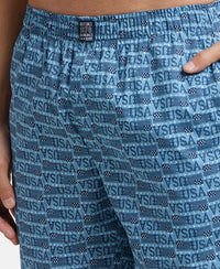 Super Combed Mercerized Cotton Woven Printed Boxer Shorts with Side Pockets - Seaport Teal & Blue Heaven (Pack of 2)