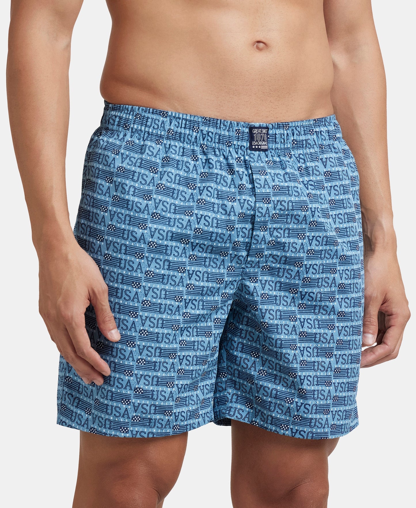 Super Combed Mercerized Cotton Woven Printed Boxer Shorts with Side Pockets - Seaport Teal & Blue Heaven (Pack of 2)