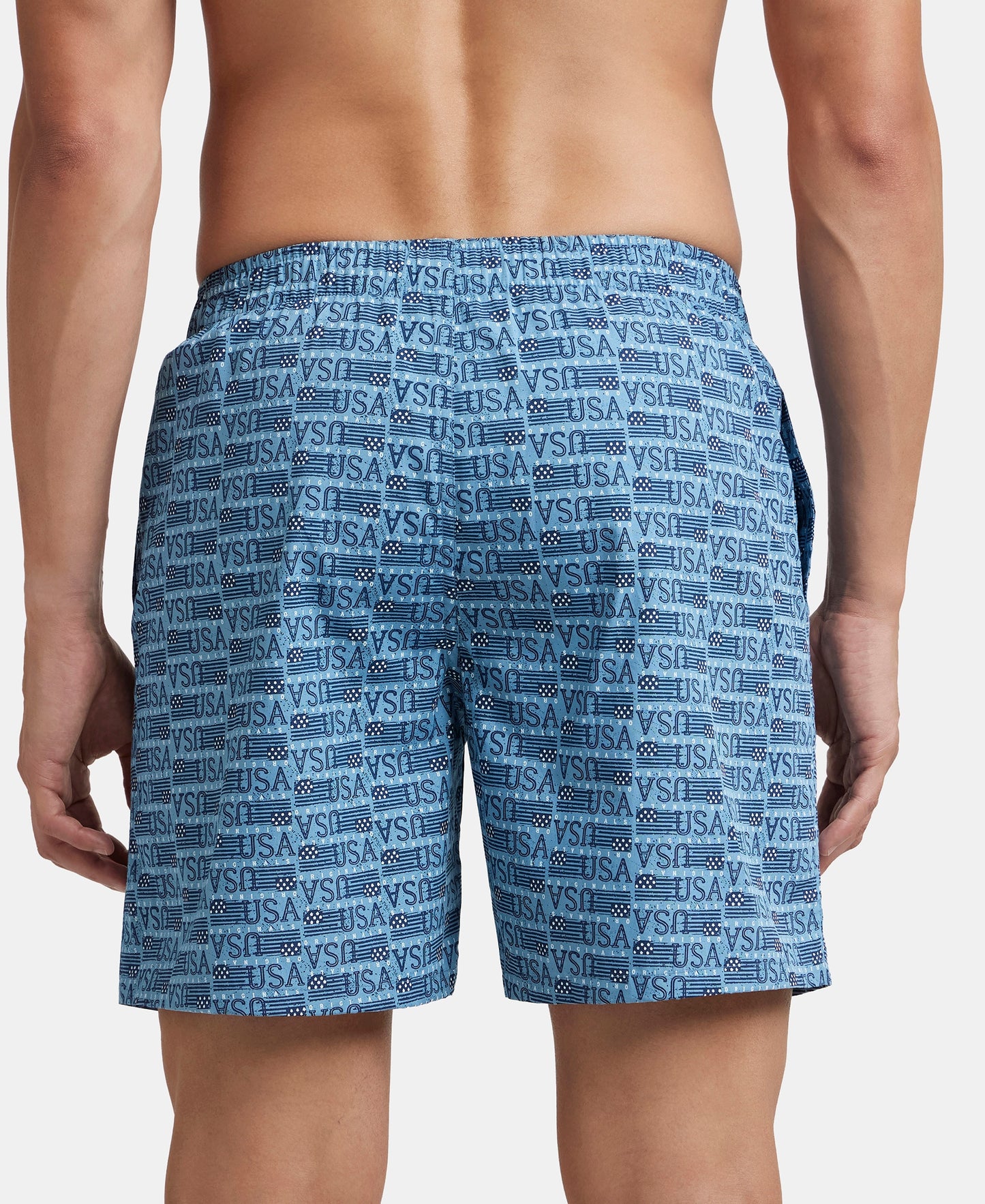 Super Combed Mercerized Cotton Woven Printed Boxer Shorts with Side Pockets - Seaport Teal & Blue Heaven (Pack of 2)