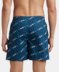 Super Combed Mercerized Cotton Woven Printed Boxer Shorts with Side Pockets - Seaport Teal & Blue Heaven (Pack of 2)