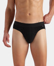Super Combed Cotton Elastane Stretch Solid Brief with Ultrasoft Waistband - Black
