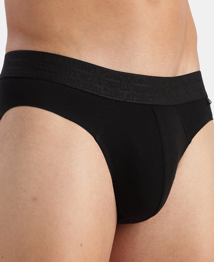 Super Combed Cotton Elastane Stretch Solid Brief with Ultrasoft Waistband - Black