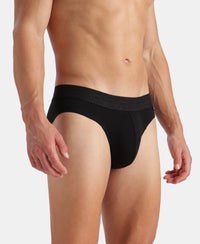 Super Combed Cotton Elastane Stretch Solid Brief with Ultrasoft Waistband - Black (Pack of 2)