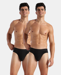 Super Combed Cotton Elastane Stretch Solid Brief with Ultrasoft Waistband - Black (Pack of 2)