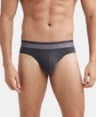 Super Combed Cotton Elastane Stretch Solid Brief with Ultrasoft Waistband - Black Melange-1