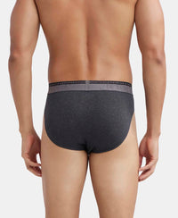 Super Combed Cotton Elastane Stretch Solid Brief with Ultrasoft Waistband - Black Melange-3