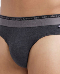 Super Combed Cotton Elastane Stretch Solid Brief with Ultrasoft Waistband - Black Melange-6