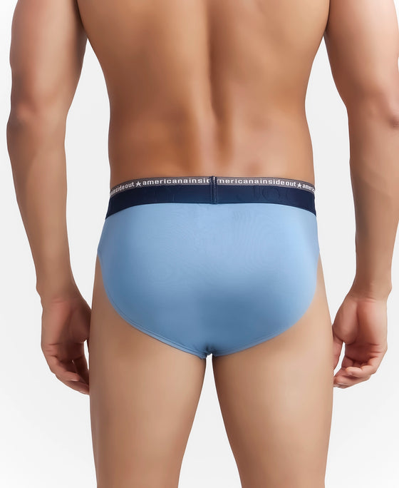 Super Combed Cotton Elastane Stretch Solid Brief with Ultrasoft Waistband - Blue Heaven