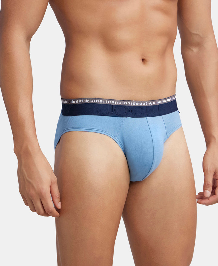 Super Combed Cotton Elastane Stretch Solid Brief with Ultrasoft Waistband - Blue Heaven (Pack of 2)