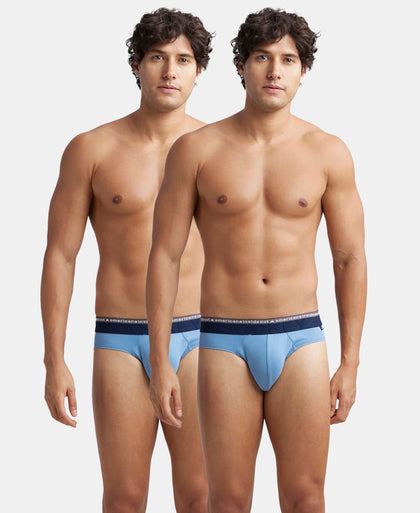 Super Combed Cotton Elastane Stretch Solid Brief with Ultrasoft Waistband - Blue Heaven (Pack of 2)
