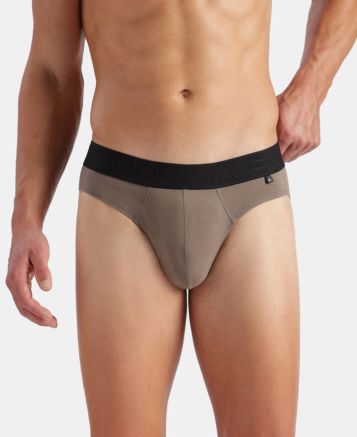 Super Combed Cotton Elastane Stretch Solid Brief with Ultrasoft Waistband - Earth