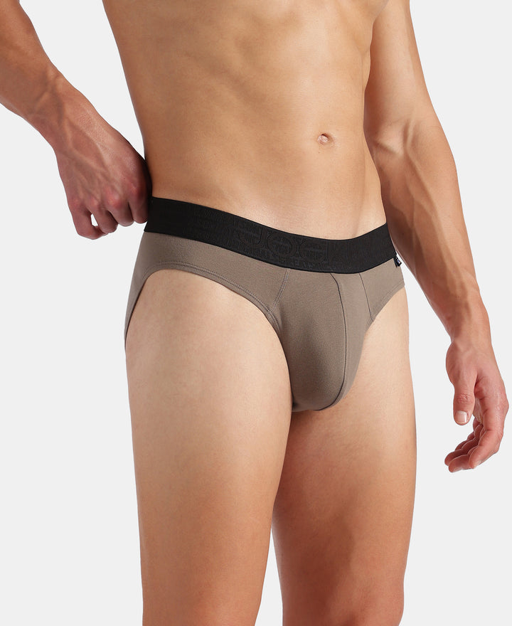 Super Combed Cotton Elastane Stretch Solid Brief with Ultrasoft Waistband - Earth