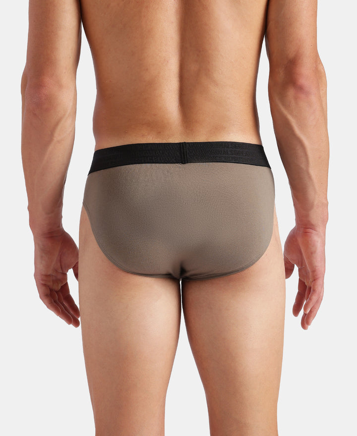 Super Combed Cotton Elastane Stretch Solid Brief with Ultrasoft Waistband - Earth