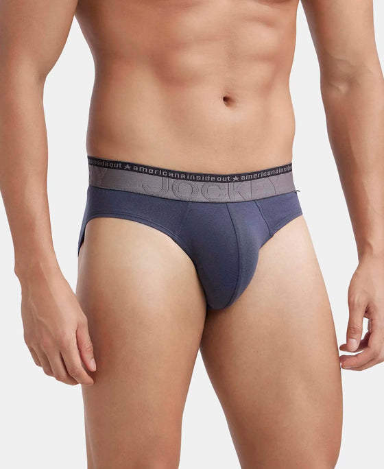 Super Combed Cotton Elastane Stretch Solid Brief with Ultrasoft Waistband - Graphite-2