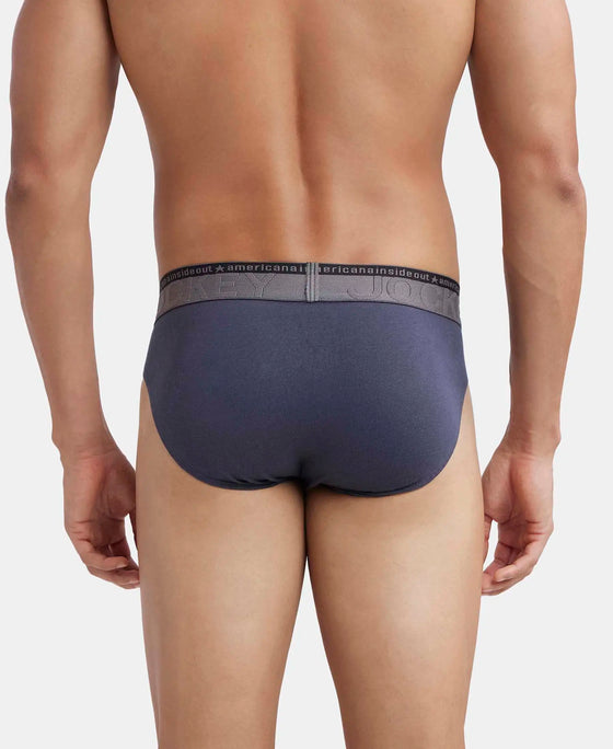 Super Combed Cotton Elastane Stretch Solid Brief with Ultrasoft Waistband - Graphite-3
