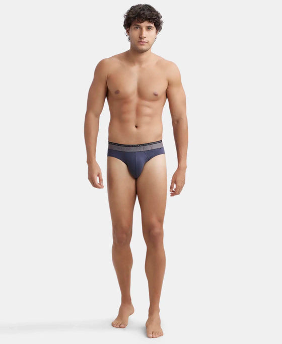 Super Combed Cotton Elastane Stretch Solid Brief with Ultrasoft Waistband - Graphite-4