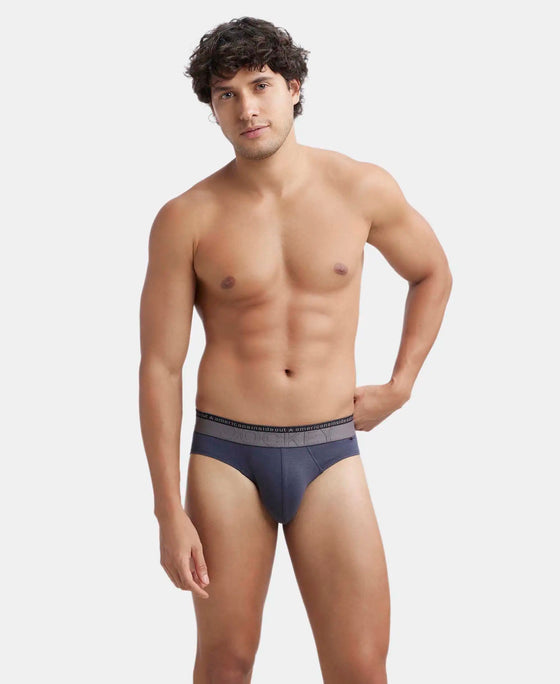 Super Combed Cotton Elastane Stretch Solid Brief with Ultrasoft Waistband - Graphite-5