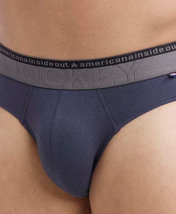 Super Combed Cotton Elastane Stretch Solid Brief with Ultrasoft Waistband - Graphite-6