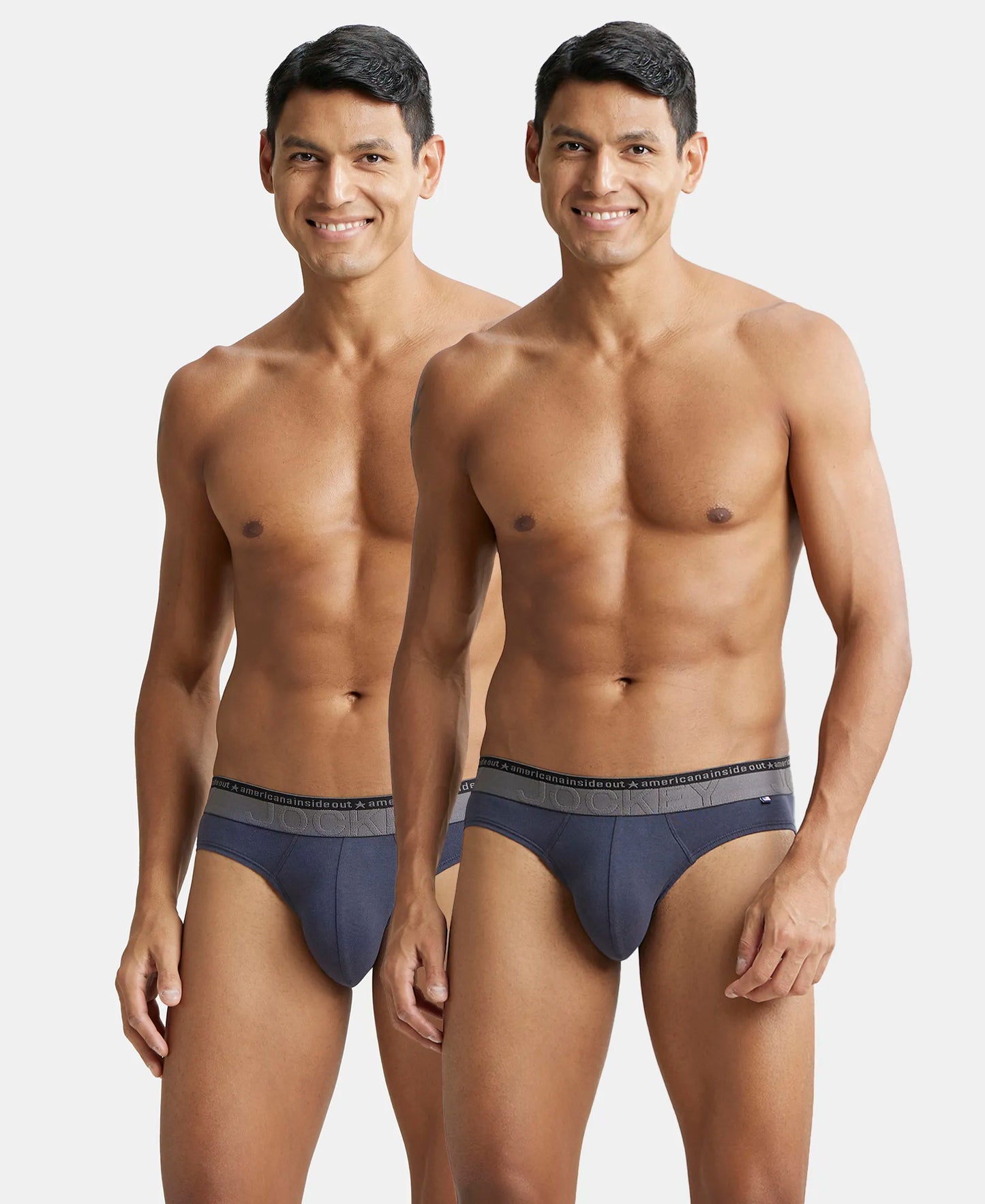 Super Combed Cotton Elastane Stretch Solid Brief with Ultrasoft Waistband - Graphite (Pack of 2)