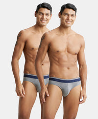 Super Combed Cotton Elastane Stretch Solid Brief with Ultrasoft Waistband - Mid Grey Melange (Pack of 2)