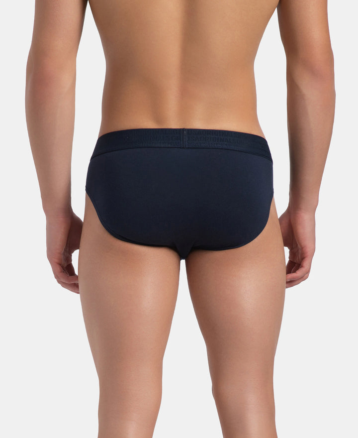 Super Combed Cotton Elastane Stretch Solid Brief with Ultrasoft Waistband - Navy