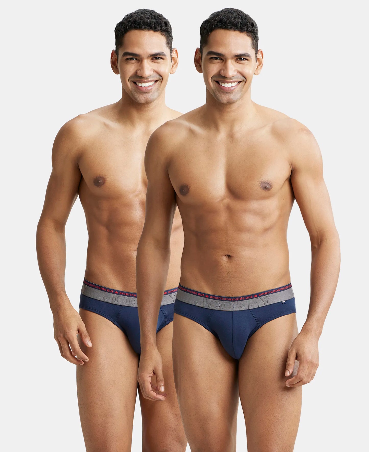 Super Combed Cotton Elastane Stretch Solid Brief with Ultrasoft Waistband - Navy (Pack of 2)
