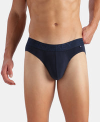 Super Combed Cotton Elastane Stretch Solid Brief with Ultrasoft Waistband - Navy