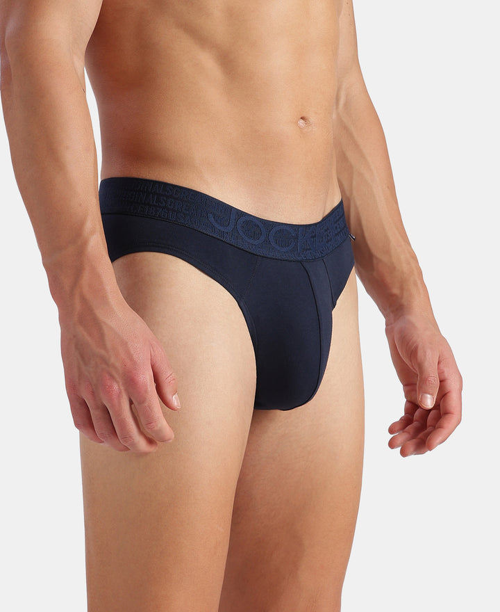 Super Combed Cotton Elastane Stretch Solid Brief with Ultrasoft Waistband - Navy
