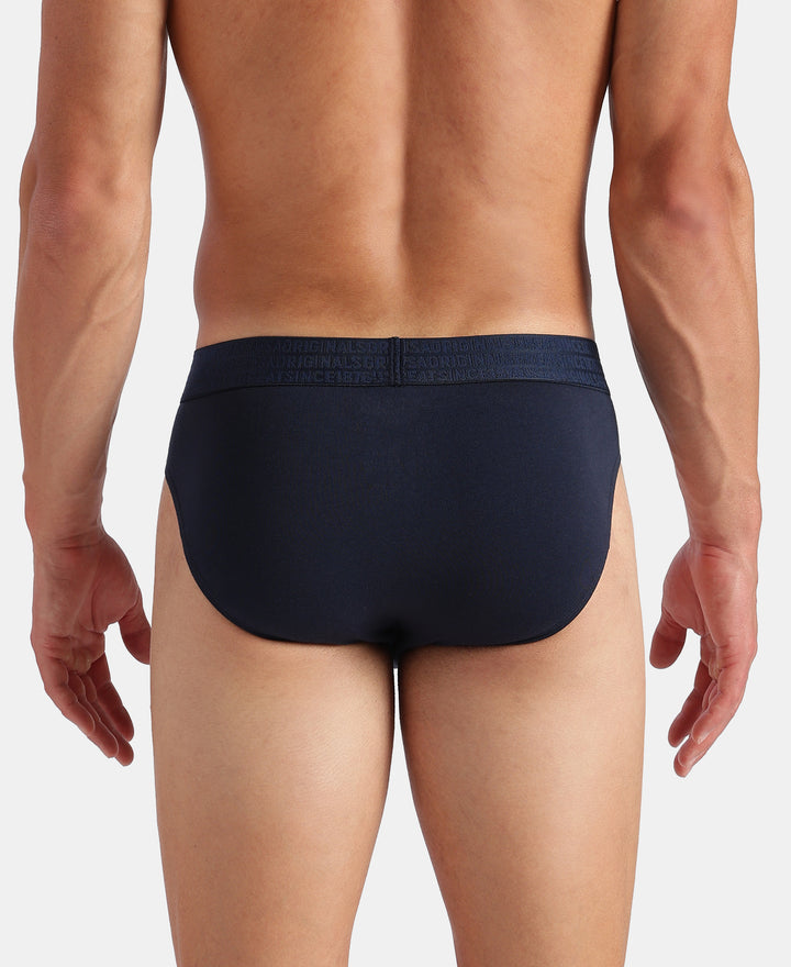 Super Combed Cotton Elastane Stretch Solid Brief with Ultrasoft Waistband - Navy