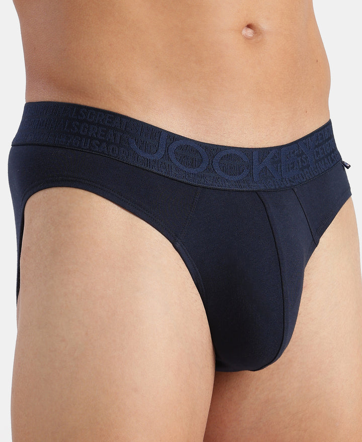 Super Combed Cotton Elastane Stretch Solid Brief with Ultrasoft Waistband - Navy