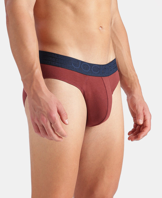 Super Combed Cotton Elastane Stretch Solid Brief with Ultrasoft Waistband - Port
