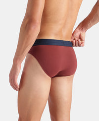 Super Combed Cotton Elastane Stretch Solid Brief with Ultrasoft Waistband - Port