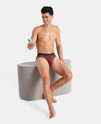 Super Combed Cotton Elastane Stretch Solid Brief with Ultrasoft Waistband - Port