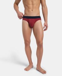 Super Combed Cotton Elastane Stretch Solid Brief with Ultrasoft Waistband - Red Melange