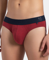 Super Combed Cotton Elastane Stretch Solid Brief with Ultrasoft Waistband - Red Melange