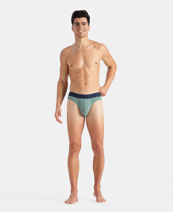 Super Combed Cotton Elastane Stretch Solid Brief with Ultrasoft Waistband - Sage Brush Green